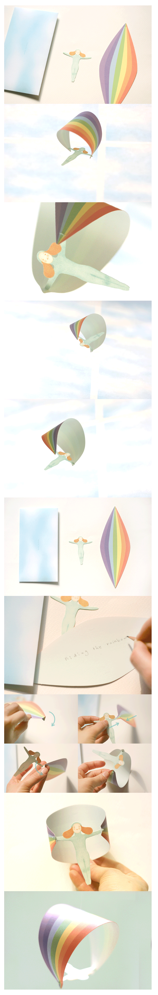 Ttable's Riding the Rainbow Mobile Card [design stationery, unique stationery, beautiful stationery]